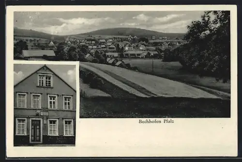 AK Bechhofen /Pfalz, Gasthaus Otto Klein mit Ortsansicht