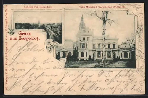AK Hamburg-Bergedorf, Gasthaus Villa Messtorf, Gartenseite, Ortsansicht