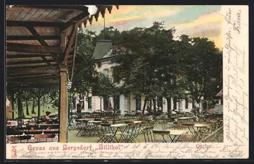 AK Hamburg-Bergedorf, Restaurant Billthal, Ansicht des Gartens