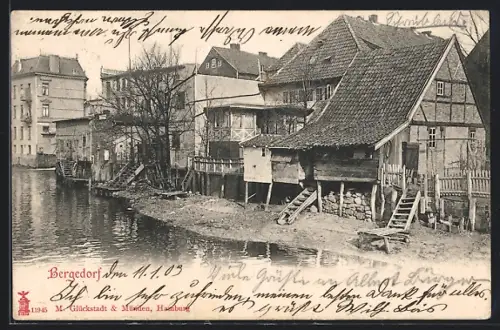 AK Hamburg-Bergedorf, Wohnhäuser an der Bille