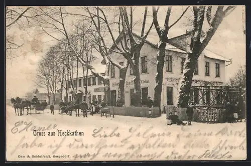 AK Heckkathen / Bergedorf, Gasthof Billwärder Landhaus im Winter