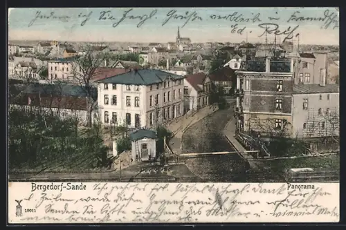 AK Hamburg-Sande, Panorama mit Strassenpartie