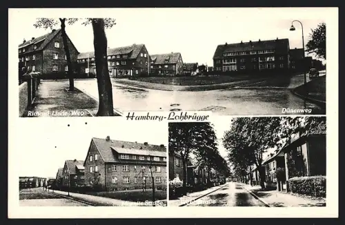 AK Hamburg-Lohbrügge, Kreuzung Dünenweg u. Wichard-Linde-Weg, Wohnpartie in der Riehl Strasse