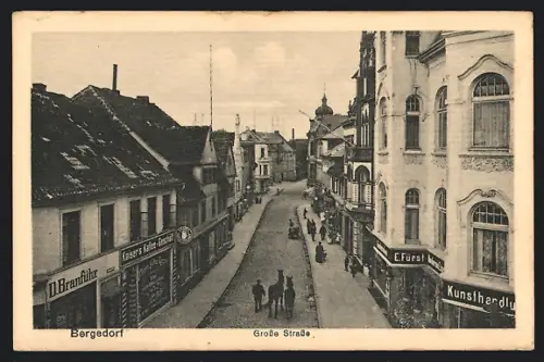 AK Hamburg-Bergedorf, Blick in die Grosse Strasse mit Kaiser`s Kaffee-Geschäft