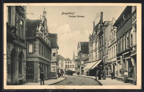 AK Hamburg-Bergedorf, Grosse Strasse mit Porzellan-Geschäft Wiebeck