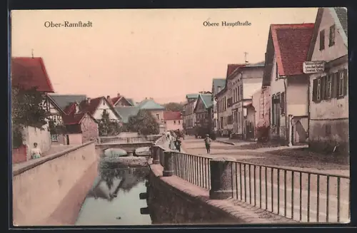 AK Ober-Ramstadt / Odenwald, Abendstimmung in der Oberen Hauptstrasse