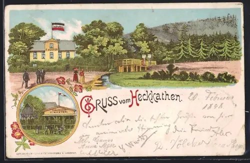 Lithographie Hamburg-Bergedorf, Gasthaus Heckkathen, Inh. F. Küster