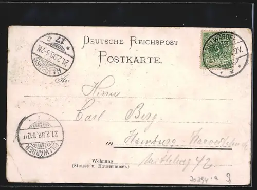 Lithographie Hamburg-Bergedorf, Gasthaus Heckkathen, Inh. F. Küster