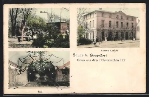 AK Sande b. Bergedorf, Gasthaus Holsteinischer Hof, Saal, Garten