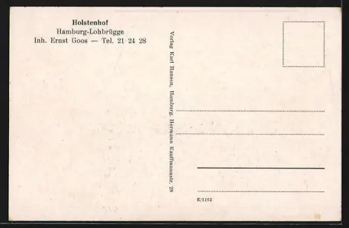 AK Hamburg-Lohbrügge, Gasthaus Holstenhof, Inh. Ernst Goos