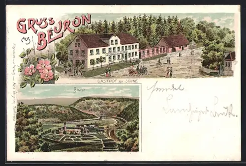 Lithographie Beuron, Gasthof zur Sonne