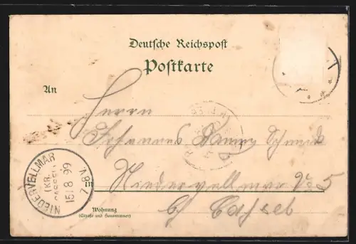 Lithographie Beberbeck, Gasthaus, Schloss, Beamtenhaus und Vorwerk Sababurg