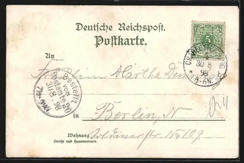 Lithographie Döberitz, Restaurant zum Gardestern, Stallungen, Wirtschaftsgebäude, Gedenkeiche