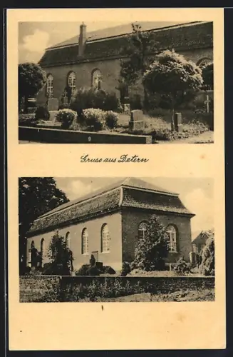 AK Detern, Kapelle mit Friedhof