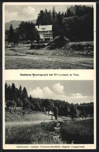 AK Stützerbach in Thür., Gasthaus Meyersgrund, Ortspartie