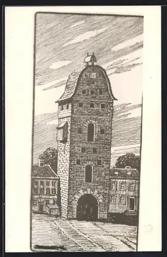 Künstler-AK Alt-Meiningen, Unteres Tor