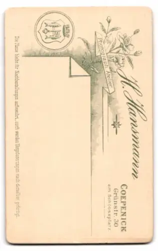 Fotografie H. Hansmann, Coepenick, Grünstr. 30, Mädchen im karierten Kleid