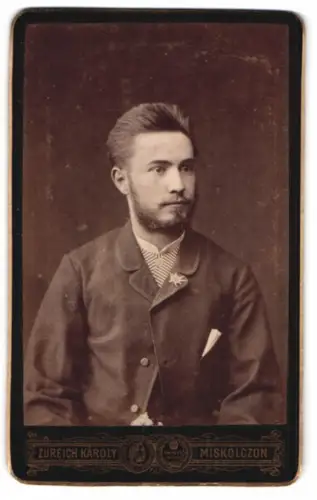 Fotografie Zureich Karoly, Miskolczon, Városháztér 21, Porträt eines jungen Mannes