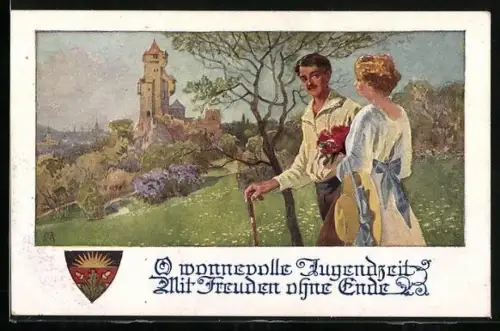 AK Deutscher Schulverein Nr. 1072: O wonnevolle Jugendzeit mit Freuden ohne Ende