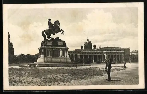 AK Deutscher Schulverein Nr. 1307: Wien, Äusseres Burgtor mit Reiterstatue