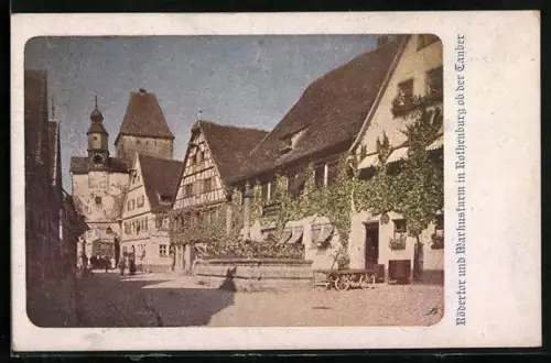 AK Deutscher Schulverein NR 1038: Strassenansicht mit Brunnen