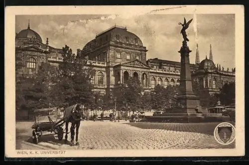 AK Deutscher Schulverein Nr. 203: Wien, K. k. Universität mit Denkmal