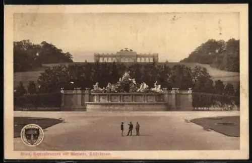 AK Deutscher Schulverein NR 242: Wien, Neptunsbrunnen mit Gloriette, Schönbrunn