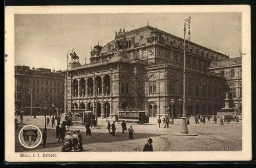 AK Deutscher Schulverein NR258: Wien, K.K. Hofoper mit Strassenbahn