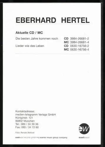 AK Musiker Ebergard Hertel im Porträt mit Autograph