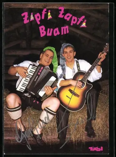 AK Musiker Zipfi Zapfi Buam in Trachten, Autographen