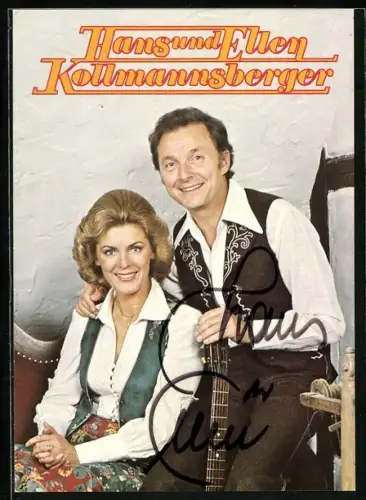AK Musiker Hans und Ellen Kollmannsberger zusammen im Porträt, Autograph