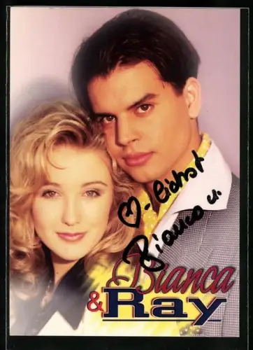 AK Musiker Bianca & Ray zusammen im Porträt, Autograph