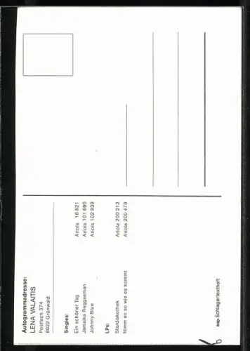 AK Musikerin Lena Valaitis mit Halstuch, Autograph