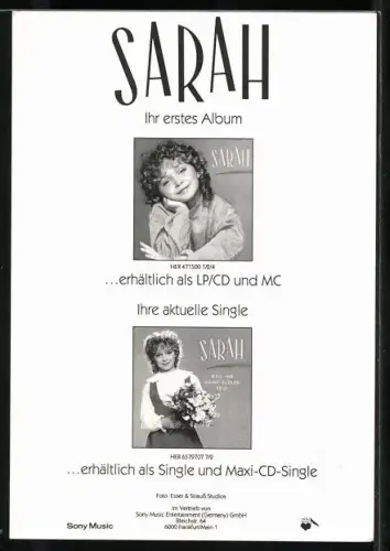 AK Musikerin Sarah mit Blumenstrauss, Autograph