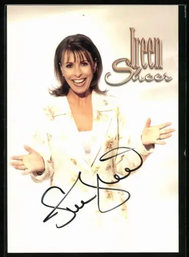 AK Musikerin Ireen Sheer lächelnd im Porträt, Autograph
