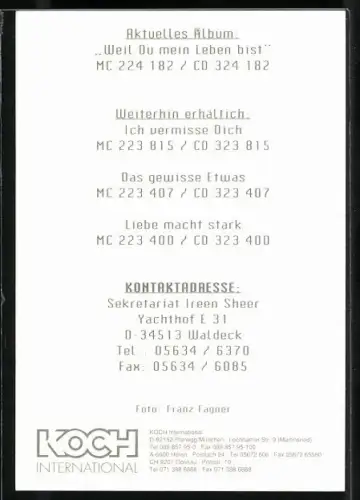 AK Musikerin Ireen Sheer lächelnd im Porträt, Autograph