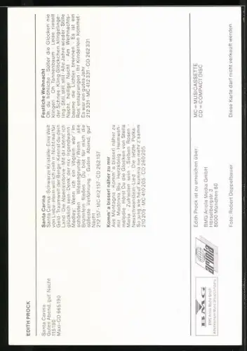 AK Musikerin Edith Prock lächelnd mit Autograph