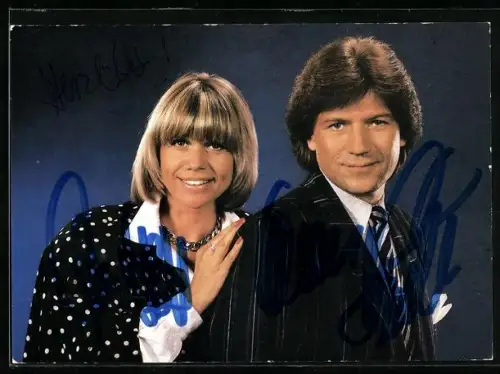 AK Musiker Monika Hauff & Klaus-Dieter Henkler zusammen im Porträt, Autograph