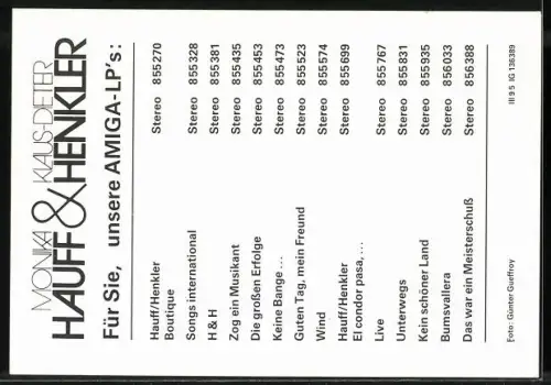 AK Musiker Monika Hauff & Klaus-Dieter Henkler zusammen im Porträt, Autograph