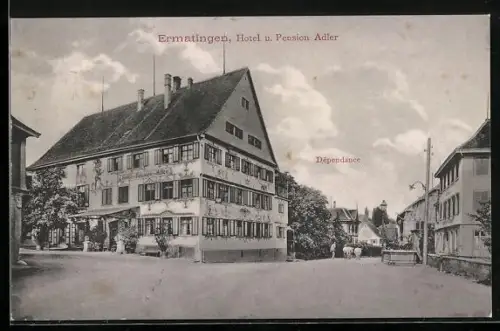 AK Ermatingen, Hotel Adler, Dependanche, Brunnen