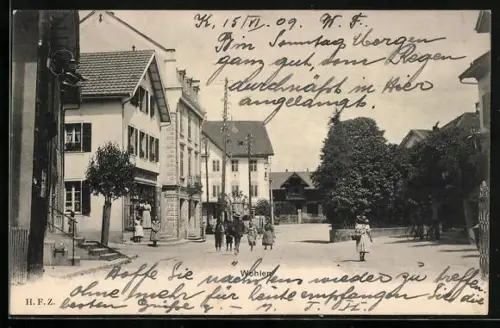 AK Wohlen /AG, Strassenpartie mit Passanten
