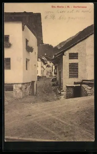 AK Sainte Marie aux Mines, Dorfstrasse mit Wohnhäusern