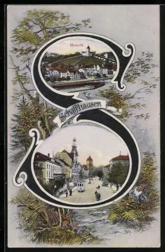 AK Schaffhausen, Ansicht von Munoth, BuchstabeS