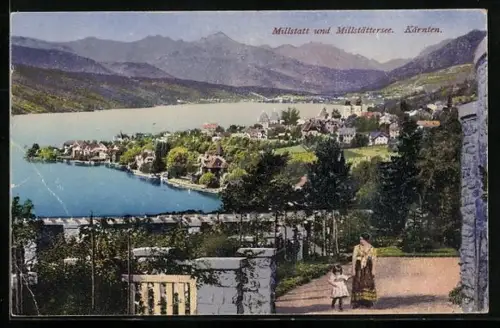 AK Millstatt am Millstättersee, Ortsansicht mit Seeblick