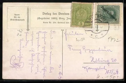Künstler-AK Eduard Manhart: Millstatt, Gesamtansicht des Ortes