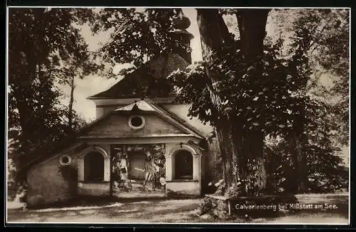AK Millstatt am See, Calvarienberg mit Laubbäumen