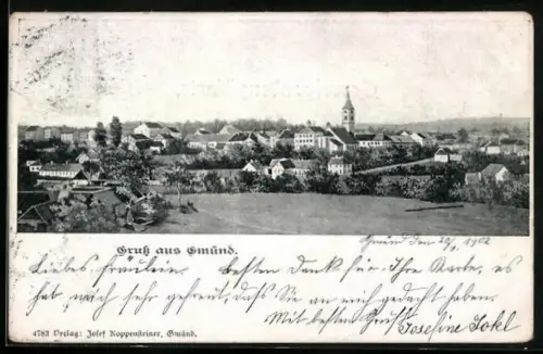 AK Gmünd /N.-Oe., Teilansicht mit Kirche