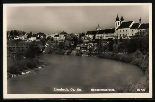 AK Lambach /Ob.-Oe., Blick zum Benediktinerstift