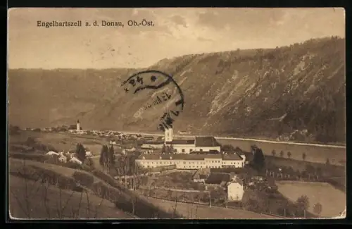 AK Engelhartszell a.d. Donau, Kloster aus der Vogelschau