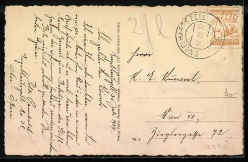 AK Engelhartszell a. d. Donau, Teilansicht mit Kirche